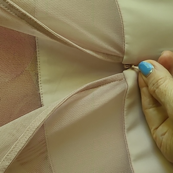 Dusty rose poly spandex  creates a lovely designer dress. I wish it fit me! - Picture 5 of 12